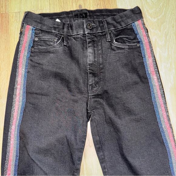 Mother High Waisted Looker Ankle Fray Guilty Glitter Racer 26 - Picture 10 of 16